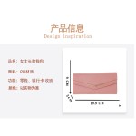 女士钱包长款三折拼接女式时尚多卡位皮革韩版跨境油蜡皮大容量潮